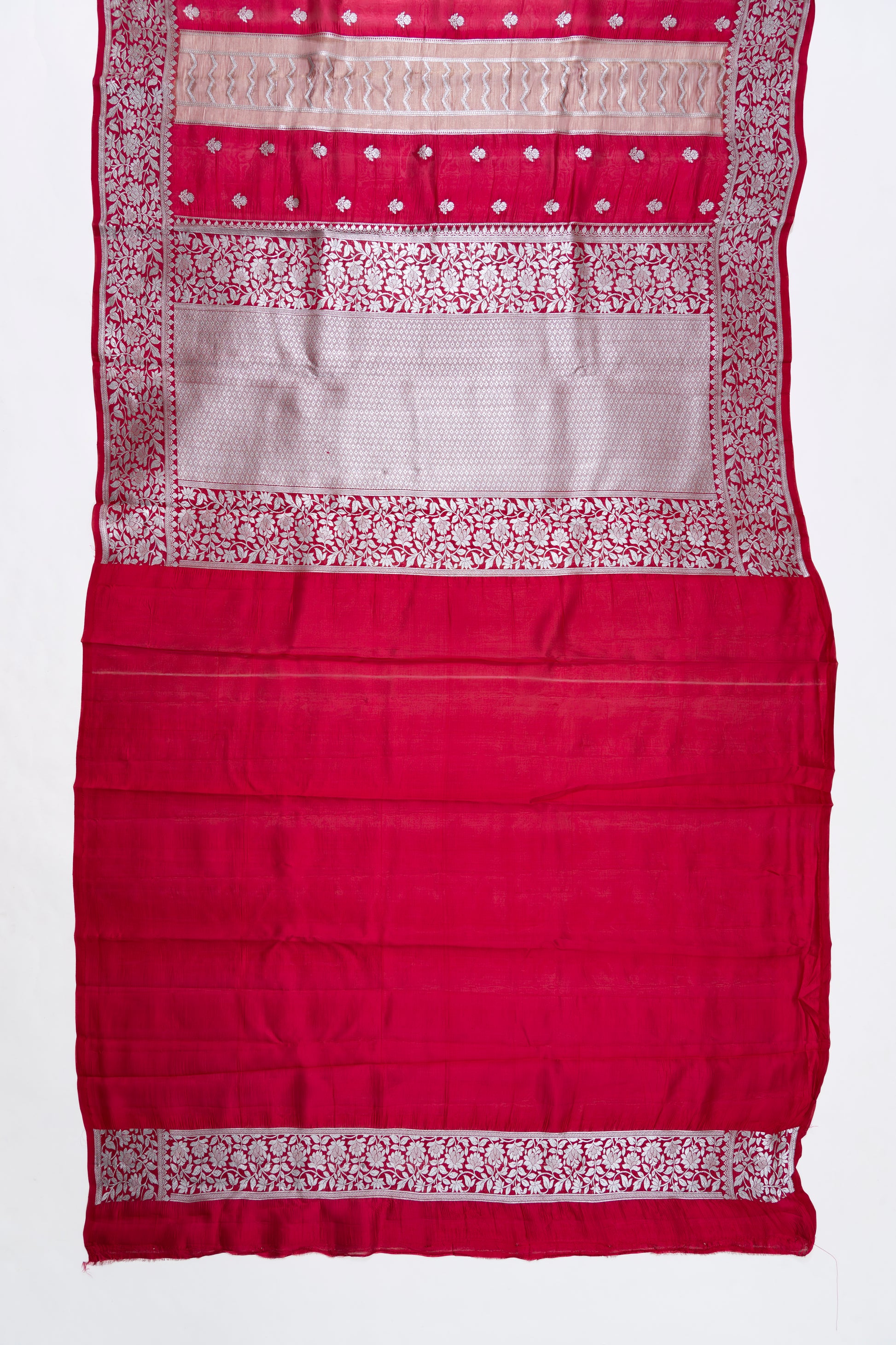 Bright Red Stripes Raw Mango Saree