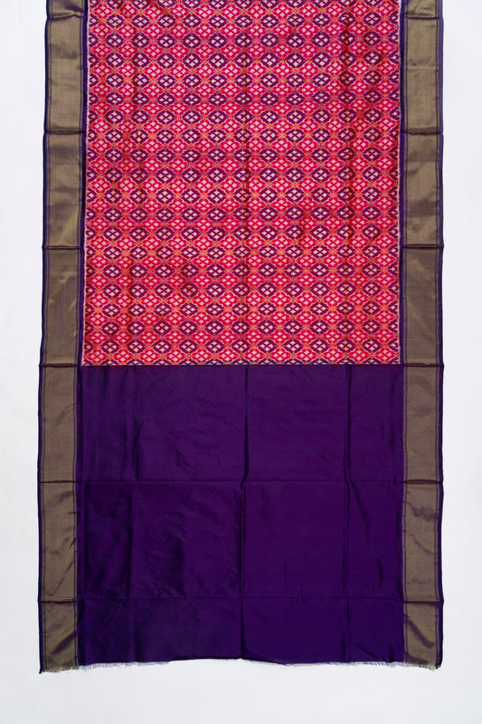 Pink Purple Pochampally Silk Saree