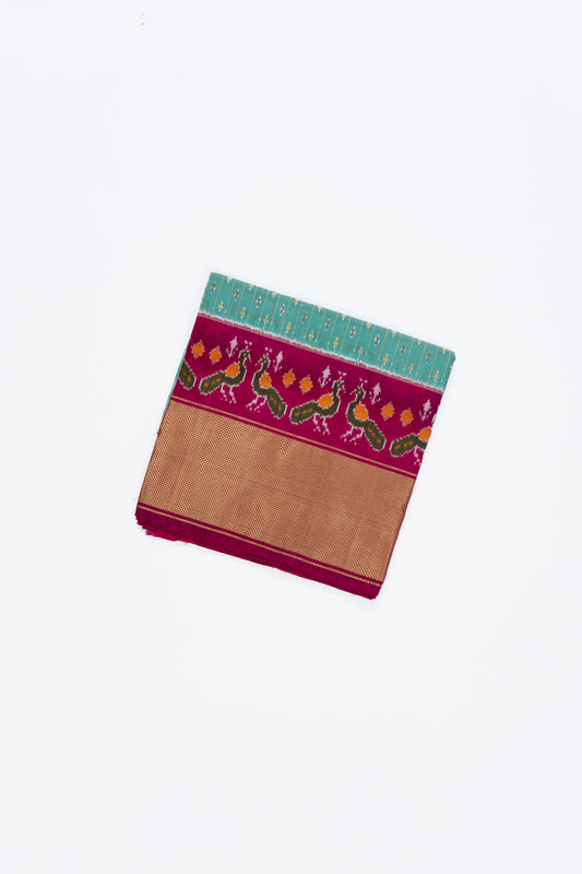 Turquoise Blue Butti Pochampally Silk Saree