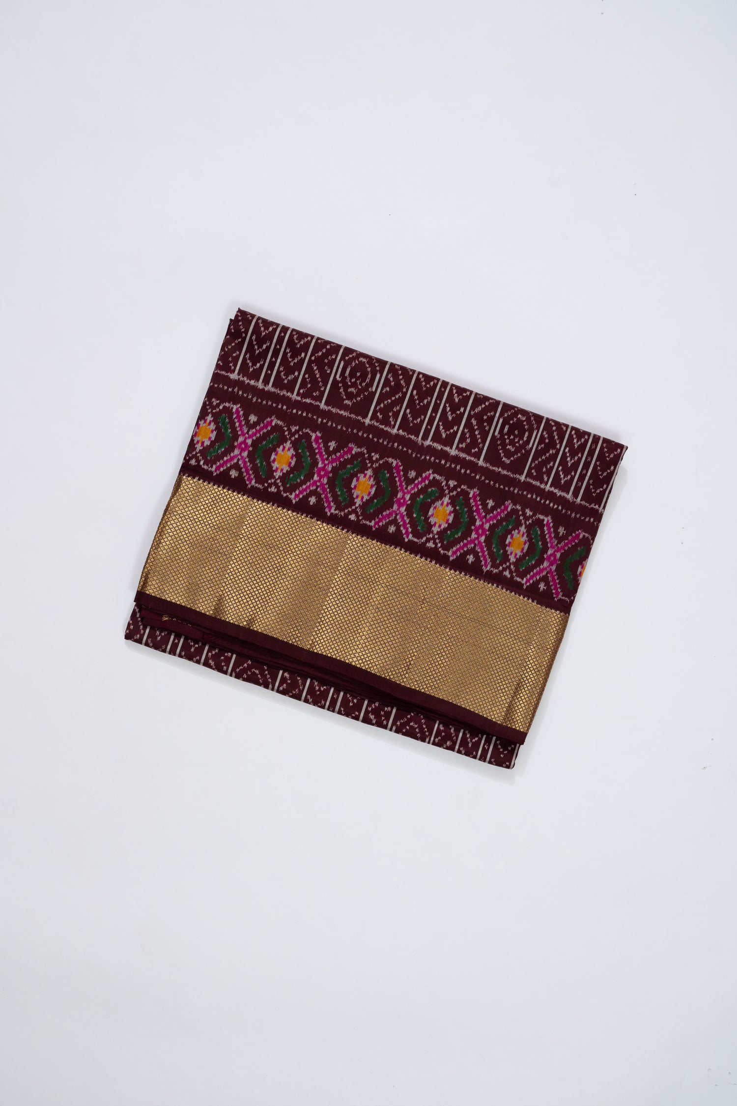 Brown Stripes Pochampally Silk Saree