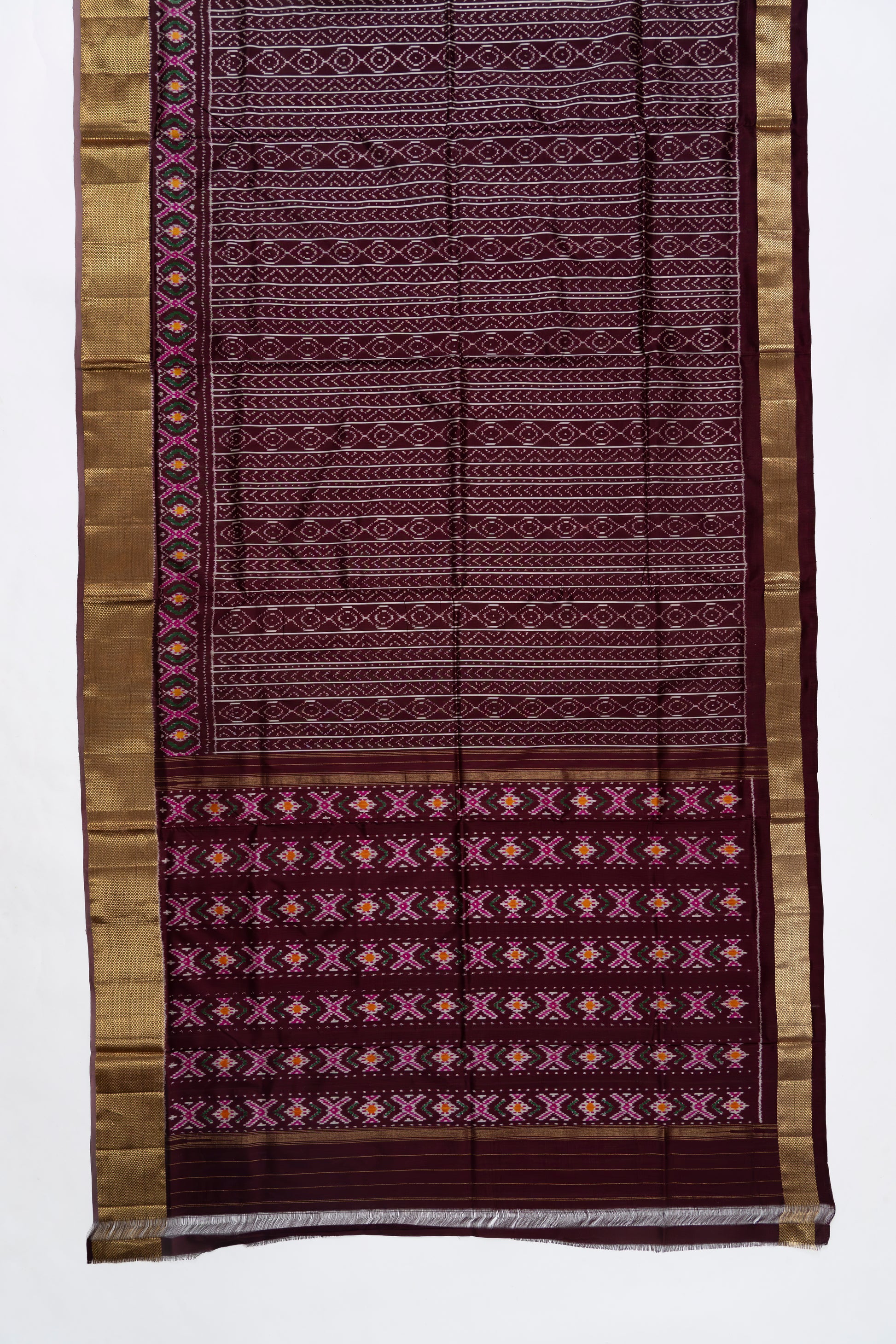 Brown Stripes Pochampally Silk Saree
