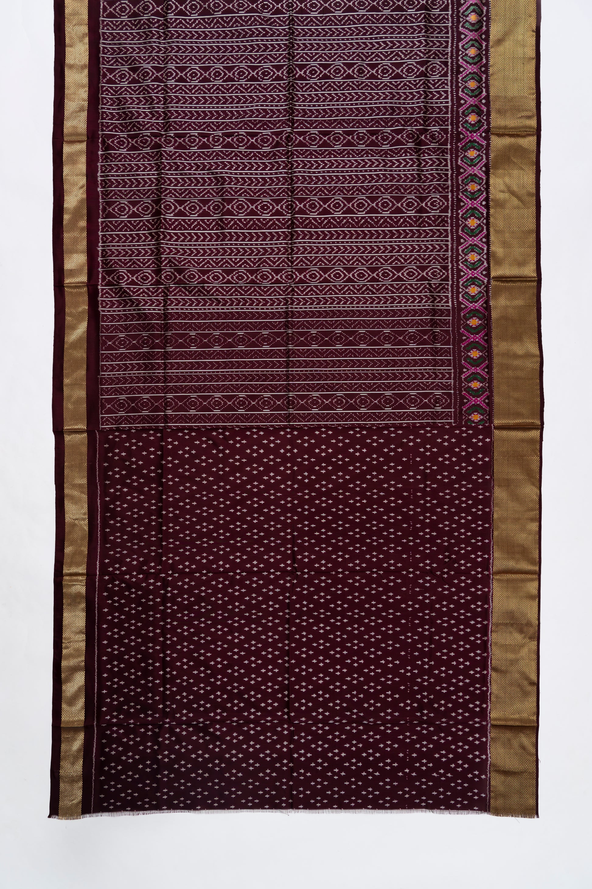 Brown Stripes Pochampally Silk Saree