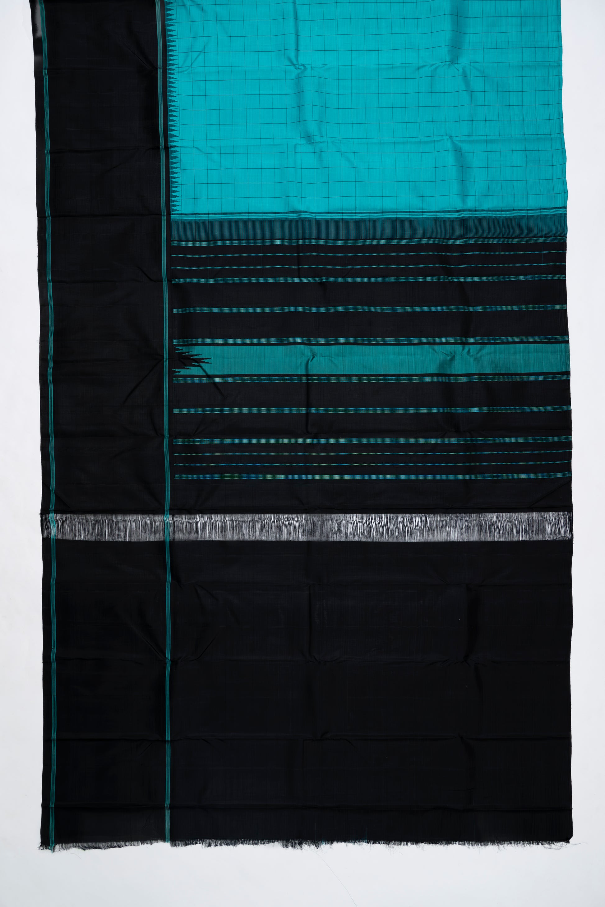 Deep Turquoise Arani Pattu Silk Saree