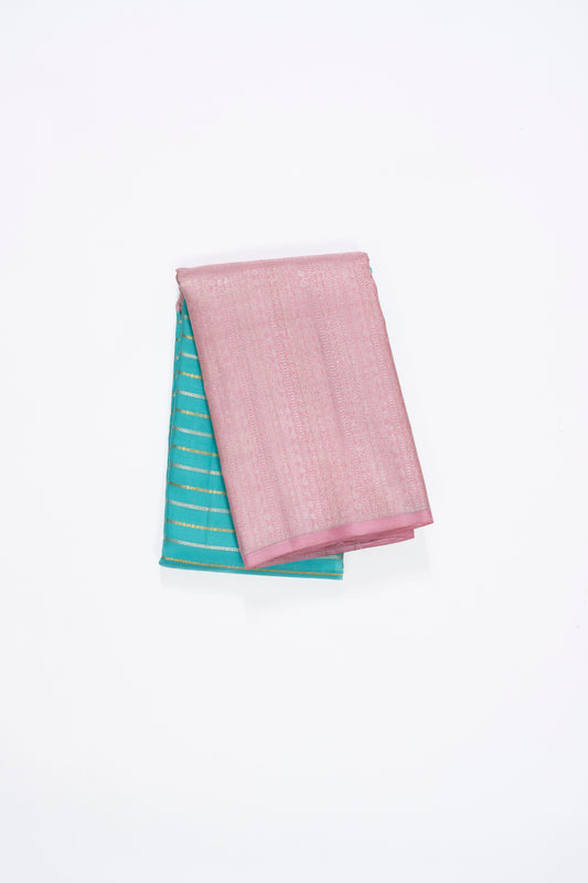 Cyan Blue Jaal Kanchi Pattu Saree With Contrast Border