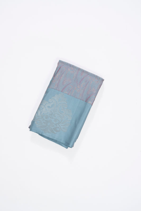 Light Blue & Black Jaal Kanchi Pattu Saree