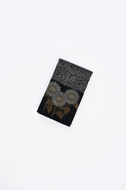 Black & Blue Kanchi Pattu Saree