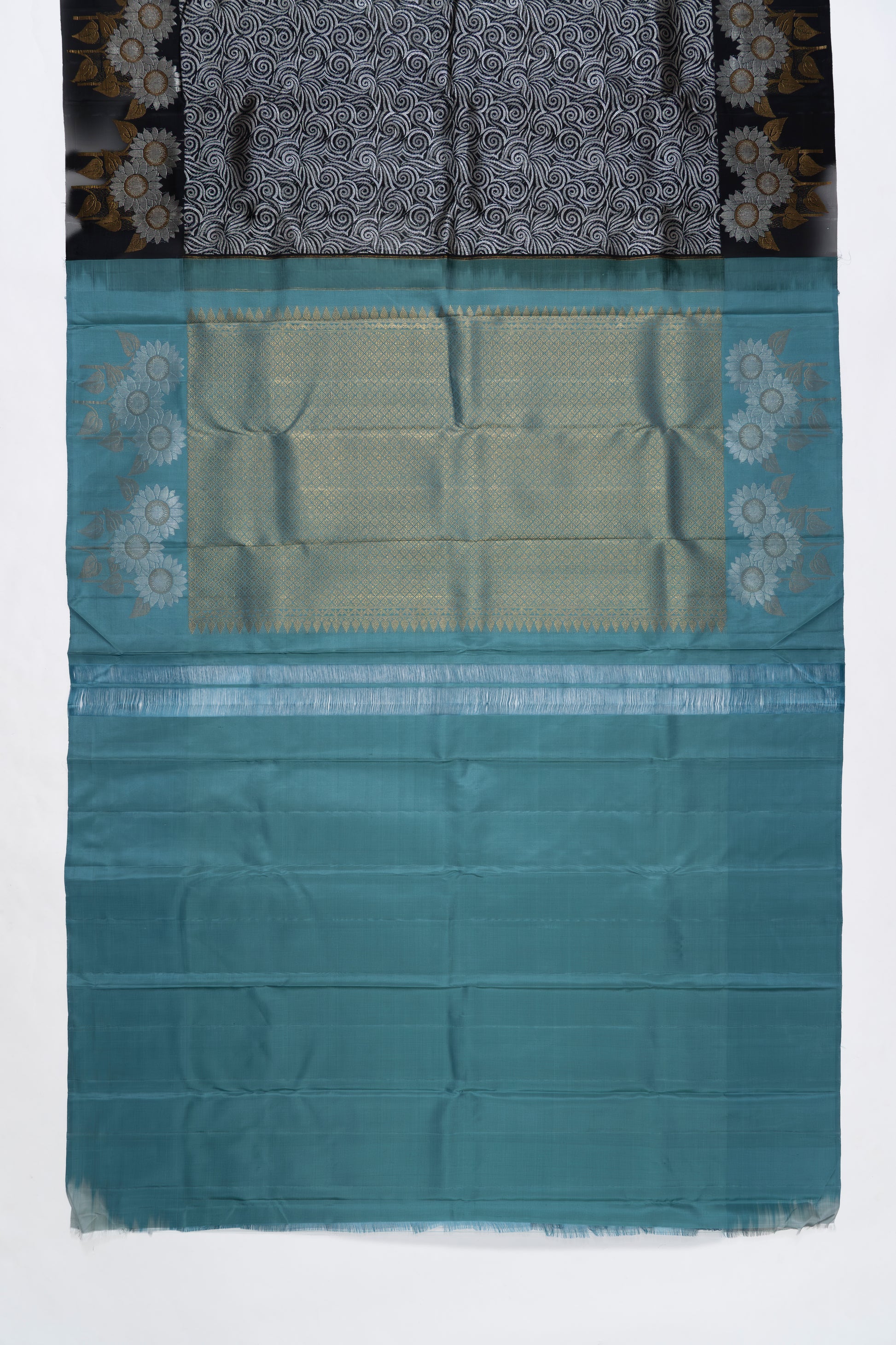 Black & Blue Kanchi Pattu Saree