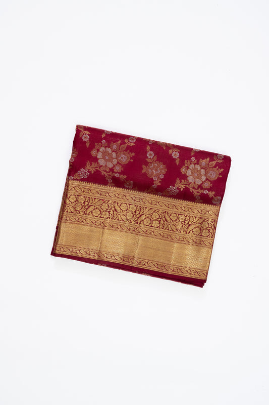 Royal Maroon Jaal Kanchi Pattu Saree