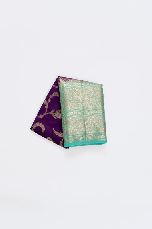 Purple & Sea Green Jaal Chiniya Silk Saree