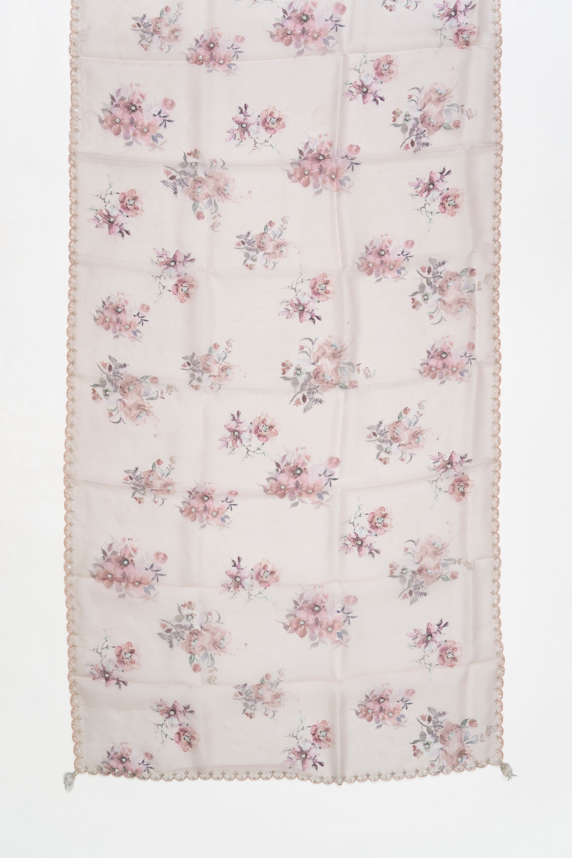 Baby Pink Printed Organza Saree