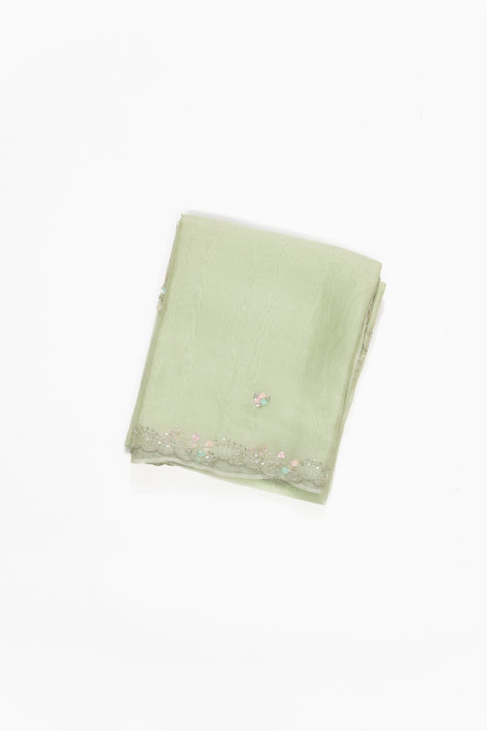 Pista Green Embroidery Organza Saree