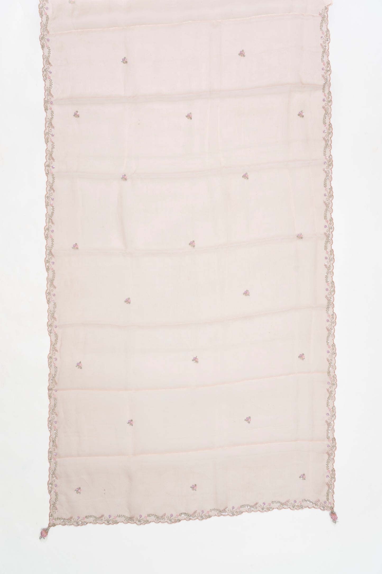 Soft Peach Embroidery Organza Saree