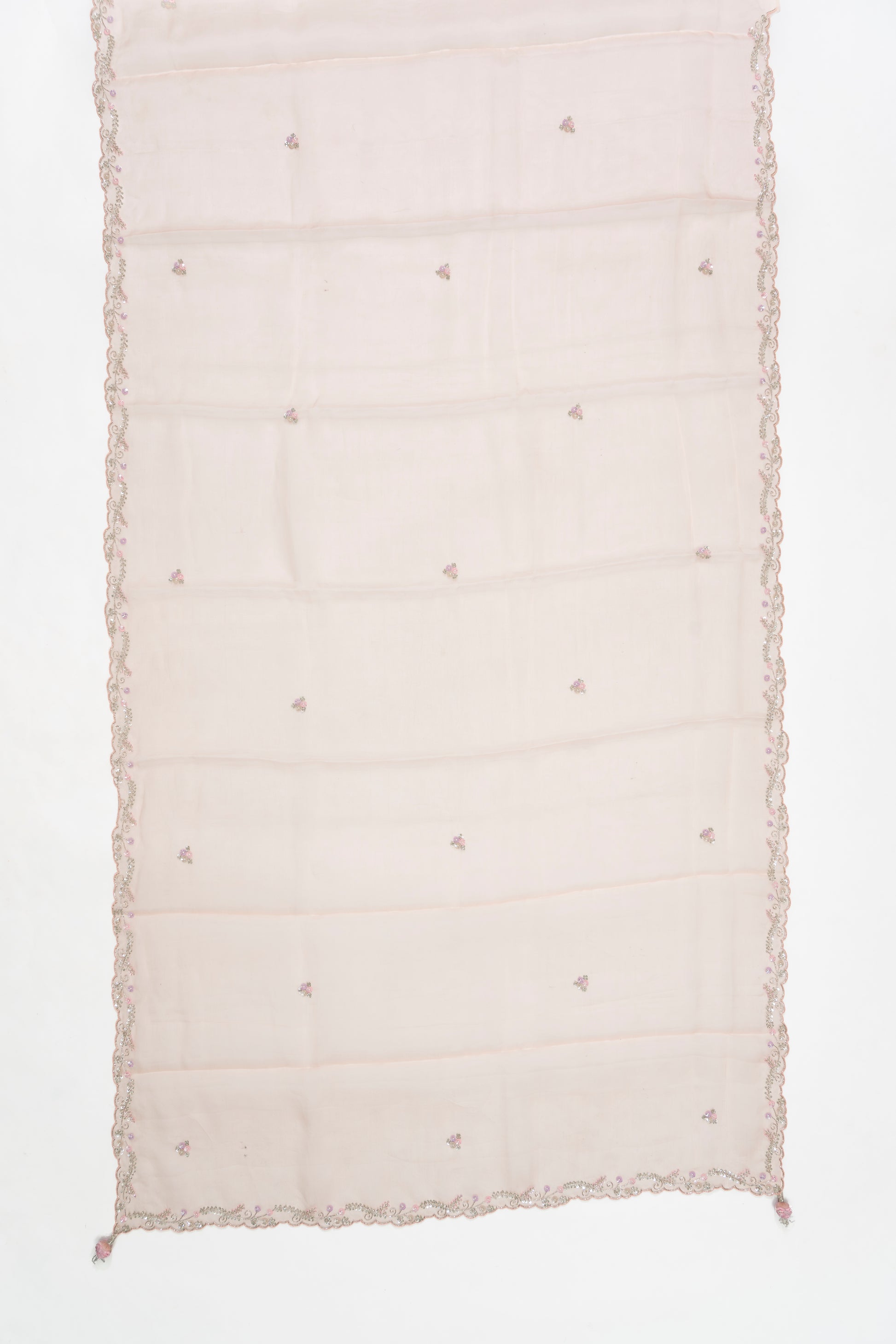 Soft Peach Embroidery Organza Saree