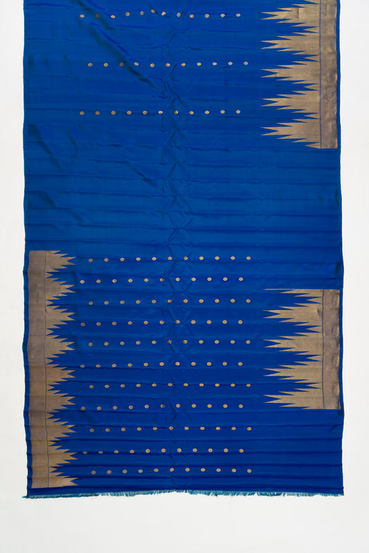 Royal Blue Gadwal Pattu Silk Saree With Temple Border