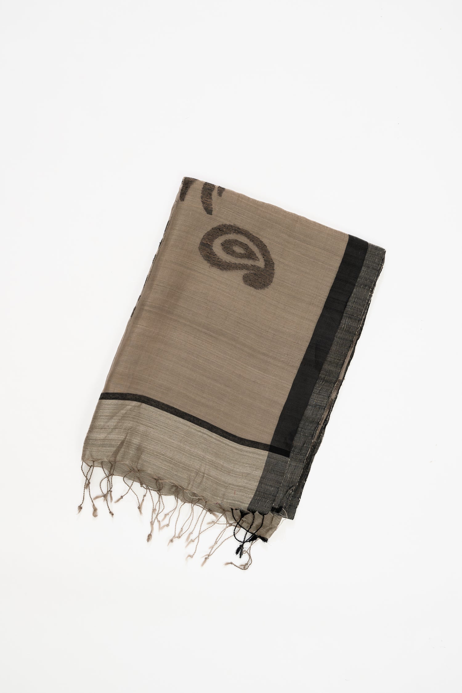 Olive Grey & Black Jute Silk Saree 